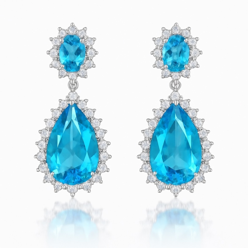 Elegant Blue and Silver Drop Earrings